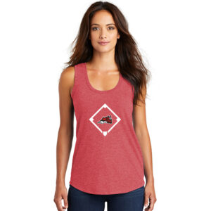 Steamer Baseball District Mae Ladies Perfect Tri Racerback Tank-Red Frost