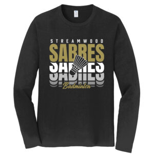Streamwood Badminton Unisex Fan Favorite Cotton Long Sleeve Tee-Black