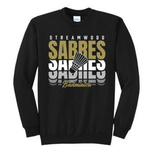 Streamwood Badminton Unsiex Fleece Crewneck Sweatshirt-Black