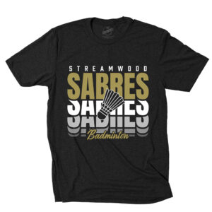 Streamwood Badminton Unisex Premium Short Sleeve Tee-Black