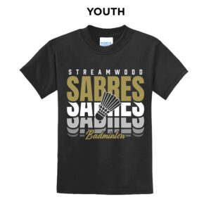 Streamwood Badminton Youth Short Sleeve Tee-Black