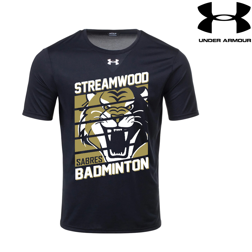 Streamwood Badminton Under Armour short sleeve Men's Team Tech Tee-Black