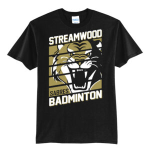 Streamwood Badminton Unisex Short Sleeve Tee-Black