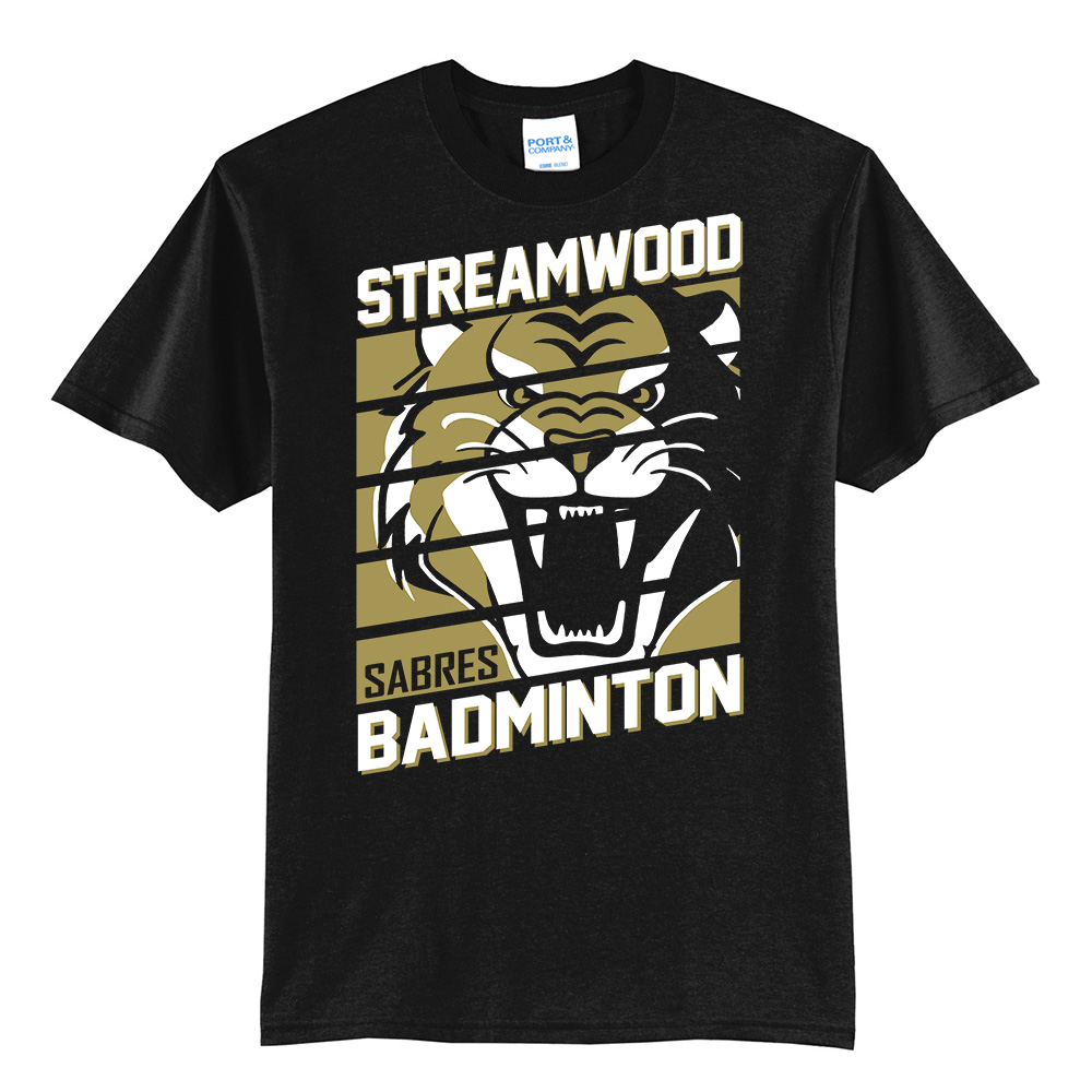 Streamwood Badminton Unisex Short Sleeve Tee-Black