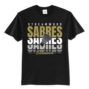 Streamwood Badminton Unisex Short Sleeve Tee-Black