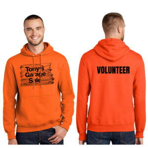 Tonys Garage Sale Unisex Fleece Hooded Sweatshirt-Safety orange