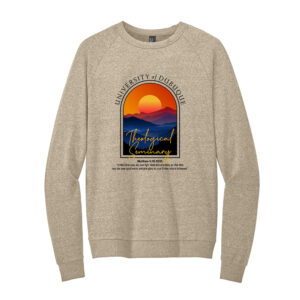 UD Theological Seminary Rah-Rah District Perfect Tri Unisex Fleece Crewneck Sweatshirt-Desert Tan Heather