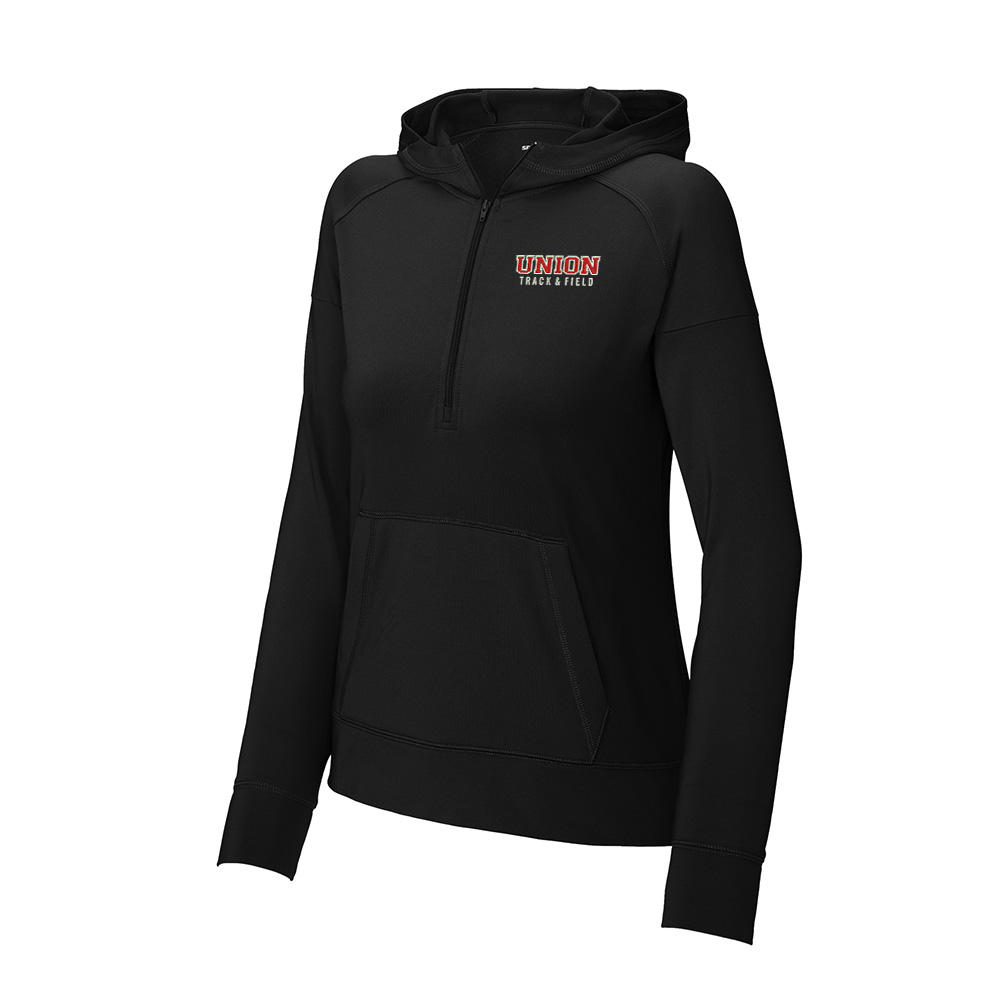 Union MS Track Field Sport-Tek Ladies Sport-Wick Stretch 1/2-Zip Hoodie-Black