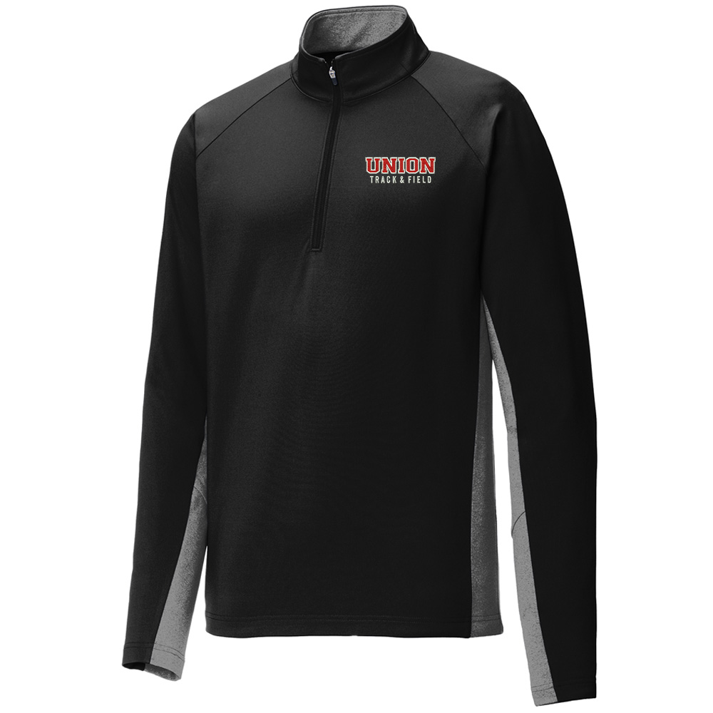 Union MS Track Field Sport-Tek Sport wick stretch 1/4 zip pullover w/heather Men-Black/Charcoal Grey Heather