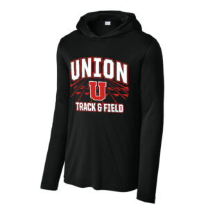 Union MS Track Field Sport-Tek Men Posi-UV Pro Long Sleeve Hoodie Tee-Black