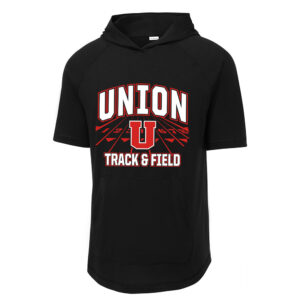 Union MS Track Field Sport Tek Men PosiCharge Triblend Wicking Short Sleeve Hoodie-Black