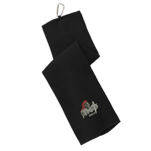 Union Golf Port Authority Waffle Microfiber Towel- Black
