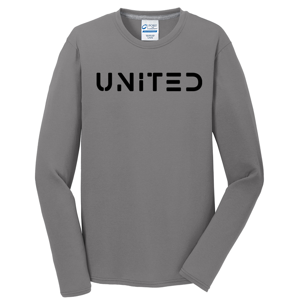 United Soccer Men Long Sleeve Essential Blended Performance Tee-Medium Grey