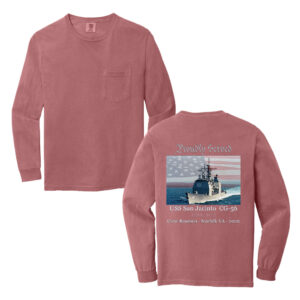 USS San Jacinto Comfort Colors Garment-Dyed long sleeve Pocket T shirt-Brick Red