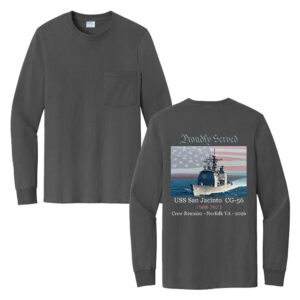 USS San Jacinto Tall Long Sleeve Essential Pocket Tee-Charcoal Grey