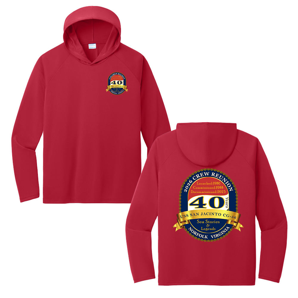 USS San Jacinto Adult Performance Pullover Hooded Tee-Red