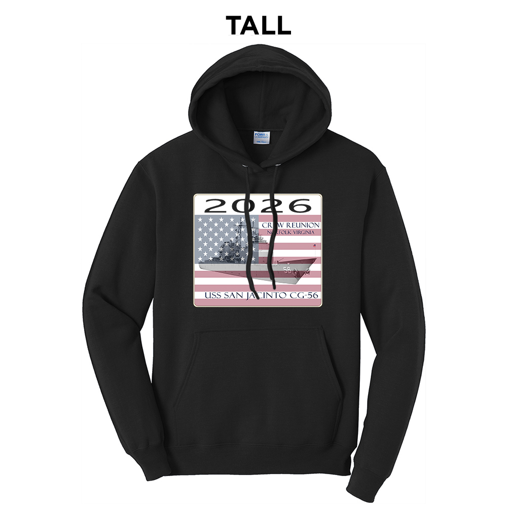 USS San Jacinto Tall Fleece Hooded Sweatshirt-Black