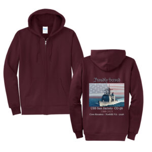 USS San Jacinto Unisex Classic Full-Zip Hooded Sweatshirt-Maroon