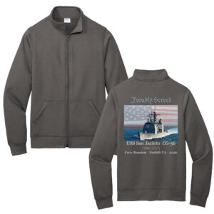USS San Jacinto Unisex Core Fleece Cadet Full-Zip Sweatshirt-Charcoal Grey