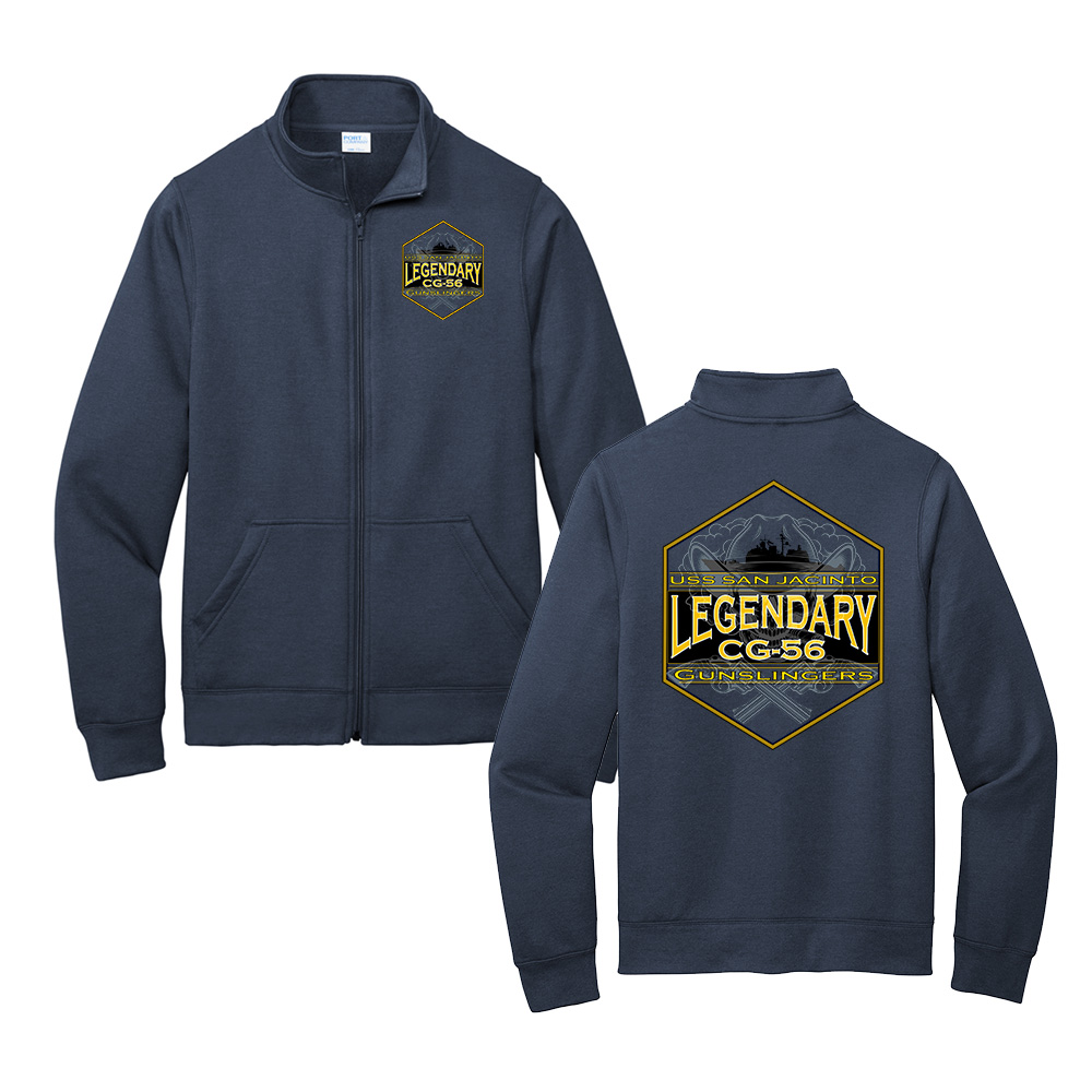 USS San Jacinto Unisex Core Fleece Cadet Full-Zip Sweatshirt-Navy