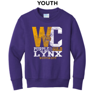WC Lynx Youth Fleece Crewneck Sweatshirt-Purple