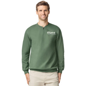 Slate Gildan Softstyle Midweight Fleece 1/4-Zip Unisex-Military Green
