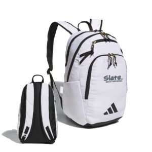 Slate adidas Defender 5 Backpack-White/Gold Metallic/Black