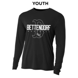 Bett Baseball Club Youth Cooling Performance long sleeve Crew Tee-Black