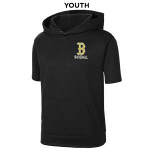 Bett Baseball Club Sport Tek Youth Sport Wick Fleece Short Sleeve Hooded Pullover-Black