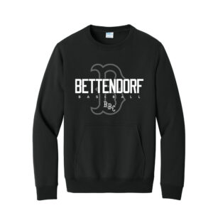 Bett Baseball Club Unisex Core Fleece Crewneck Pocket Sweatshirt-Black
