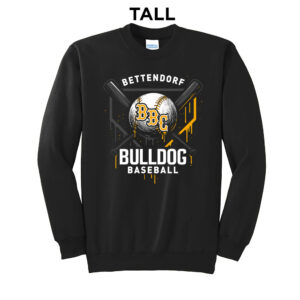 Bett Baseball Club Tall Fleece Crewneck Sweatshirt-Black
