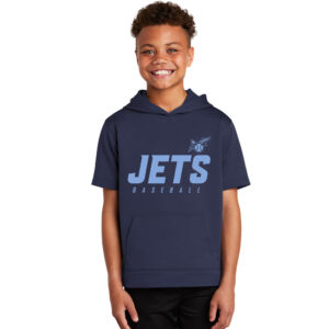 BPV Jets BB Sport-Tek YOUTH Sport-Wick Fleece Short Sleeve Hooded Pullover-Navy