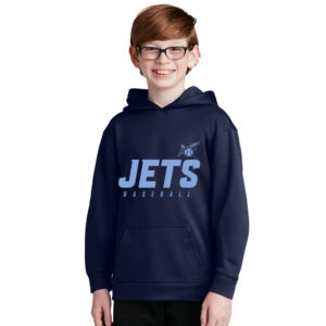 BPV Jets BB Sport-Tek youth Sport Wick Fleece Hooded Pullover-Navy