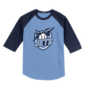 BPV Jets BB Sport Tek Unisex Colorblock Raglan Jersey Tee-Carolina/Navy
