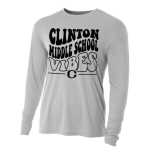 Clinton MS Adult Cooling Performance long sleeve Crew Tee-Silver
