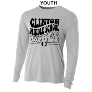 Clinton MS Youth Cooling Performance long sleeve Crew Tee-Silver