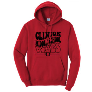 Clinton MS Unisex Classic Core weight Cozy Pullover Hooded Sweatshirt-Red