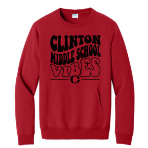 Clinton MS Unisex Core Fleece Crewneck Pocket Sweatshirt-Red