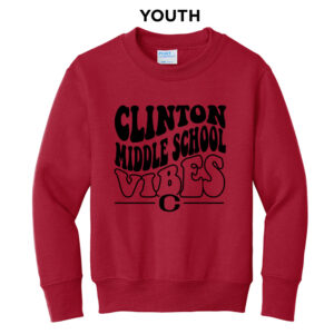 Clinton MS Youth Fleece Crewneck Sweatshirt-Red