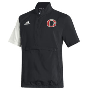 Clinton MS Adidas STADIUM woven short sleeve 1/4 zip- Black/white (L, XL, 3x)