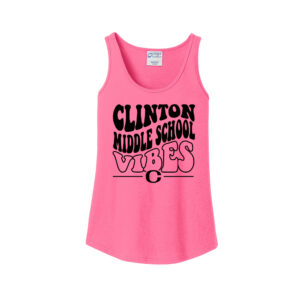 Clinton MS Port and Company Ladies Cotton Tank Top-Neon Pink