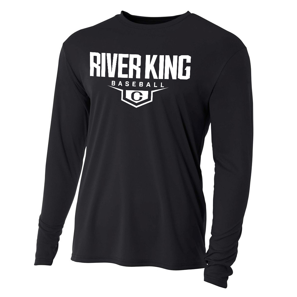 Clinton Baseball Adult Cooling Performance long sleeve Crew Tee-Black