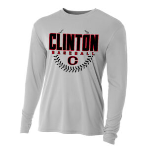 Clinton Baseball Adult Cooling Performance long sleeve Crew Tee-Silver