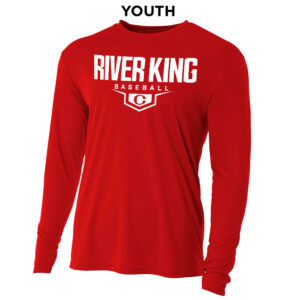 Clinton Baseball Youth Cooling Performance long sleeve Crew Tee-Scarlet