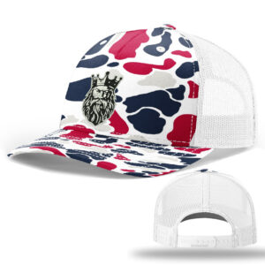Clinton Baseball Richardson Printed Five PanelTrucker mesh snap back cap-Americana Duck Camo