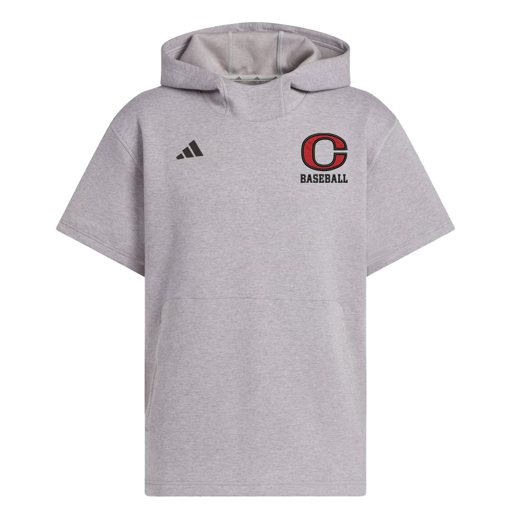 Clinton Baseball Adidas Dugout NWV Short Sleeve Hoodie- Medium Grey Heather (3xs-3x)