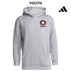 Clinton Baseball Adidas Youth Fleece Hooded Sweatshirt- Medium Grey Heather (YS, YM)