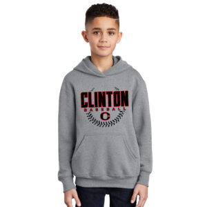 Clinton Baseball Youth Hooded Sweatshirt-Athletic Heather (YL, YXL)
