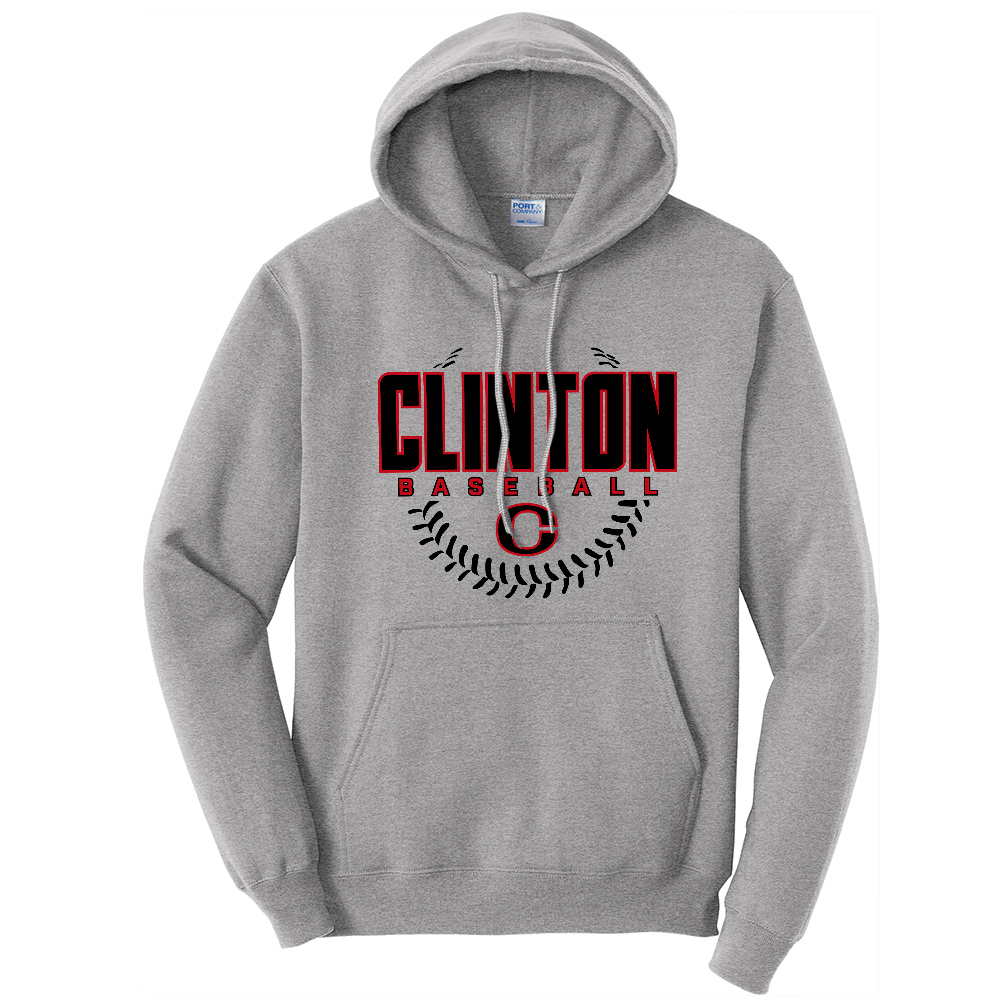 Clinton Baseball Unisex Fleece Hooded Sweatshirt-Athletic Heather