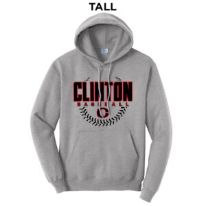 Clinton Baseball Tall Fleece Hooded Sweatshirt-Athletic Heather